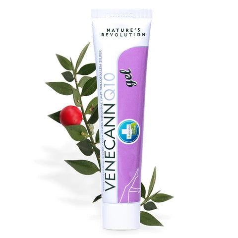 Venecann Q10 Hanfgel, 75ml Tube mit lila Design, angereichert mit Hanfsamenöl, Coenzym Q10 und pflanzlichen Extrakten, ideal zur Erfrischung und Pflege von Beinen, vegan und schnell einziehend.