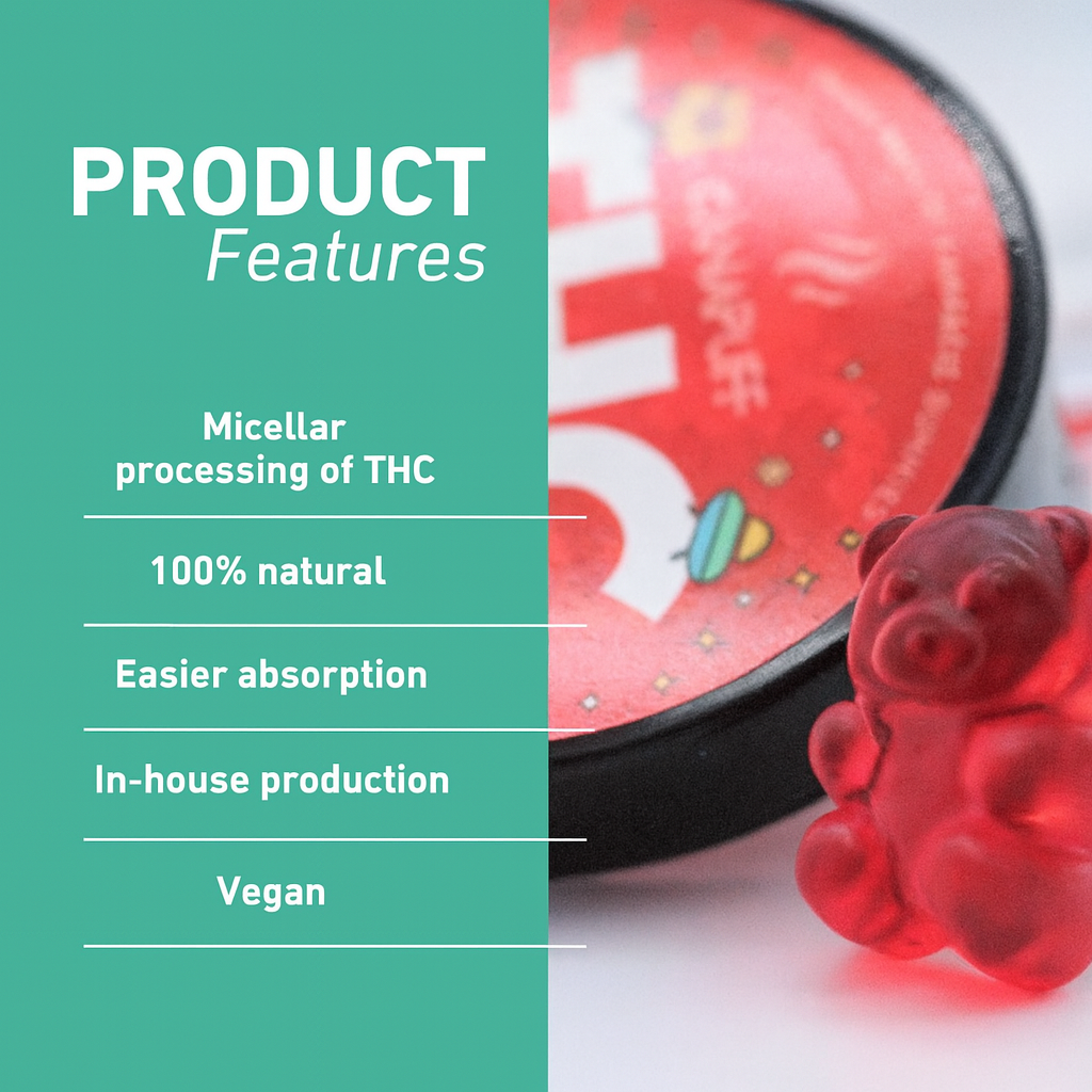 CanaPuff THC+ Gummies Kirsche, THC 0,2%