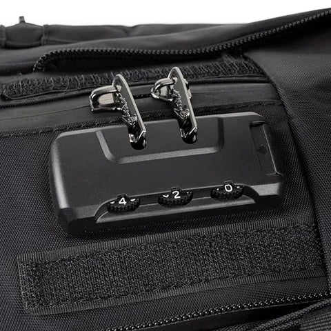 Purize geruchsdichter Rucksack, schwarz, mit Aktivkohlefutter, wasserdichtem Reißverschluss und integriertem Schloss, minimalistisches und zeitloses Design für sichere und geruchsfreie Aufbewahrung.
